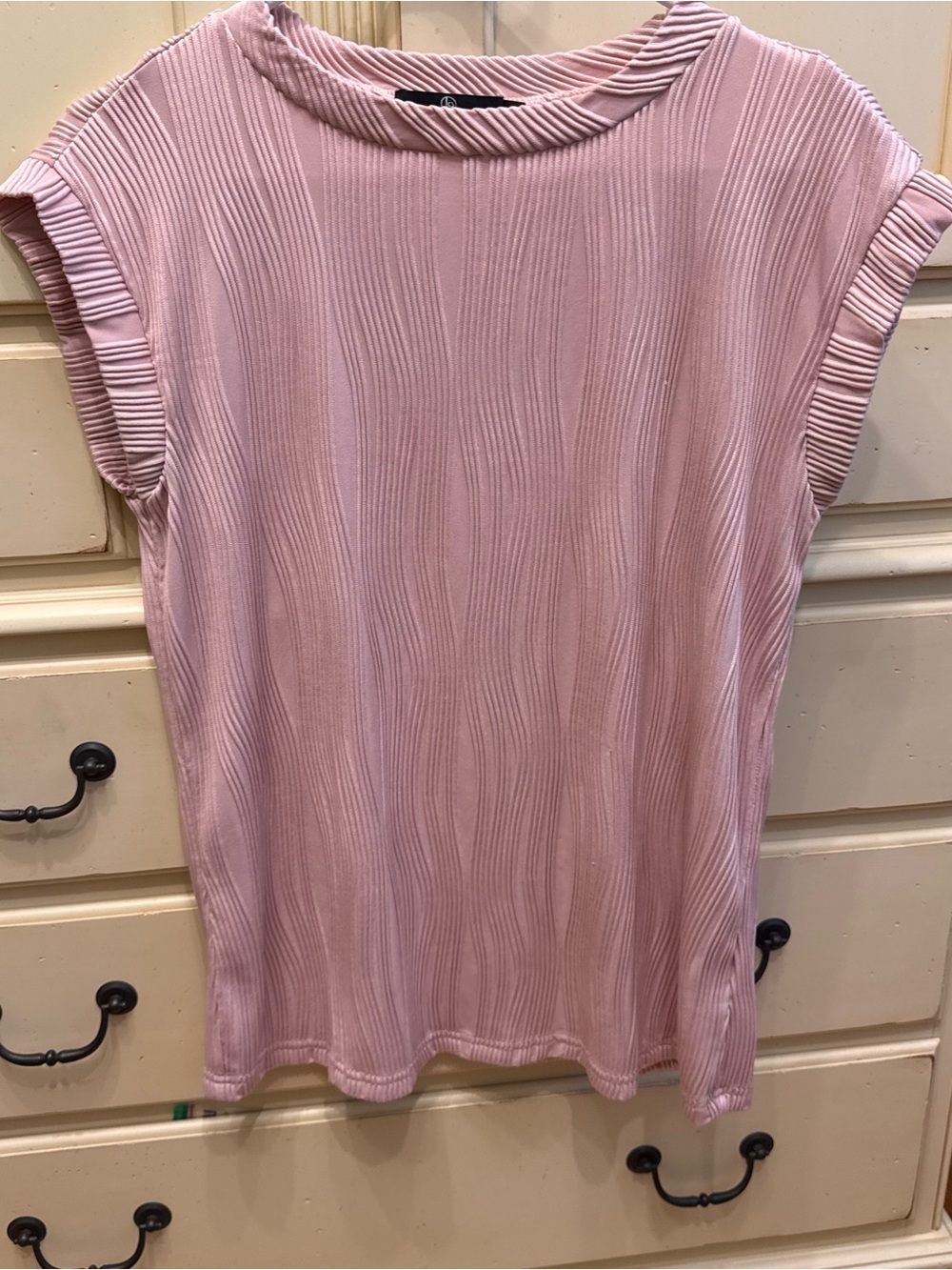 Women's Pink Textured Short-Sleeve Top
